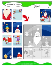 Puzzle Kes Yapıştır Çalışma Sayfaları